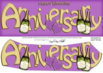 Wedding Anniversary Large Dl Quick Card N 3D Decoupage