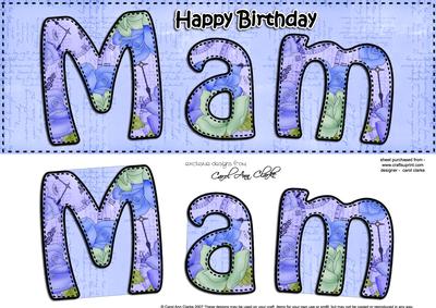Large Dl Birthday Mam Quick Card N 3D Decoupage