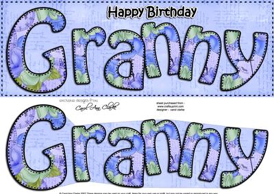 Large Dl Birthday Granny Quick Card N 3D Decoupage