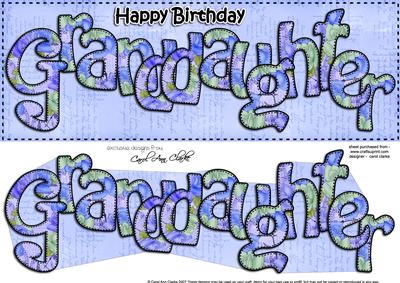 Large Dl Birthday Granddaughter Quick Card N 3D Decoupage