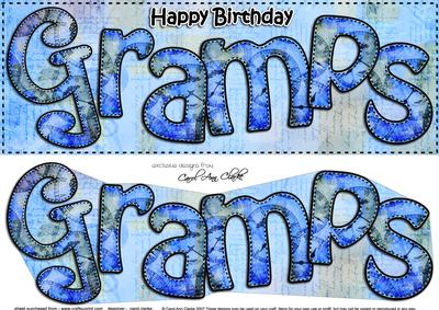 Large Dl Birthday Gramps Quick Card N 3D Decoupage