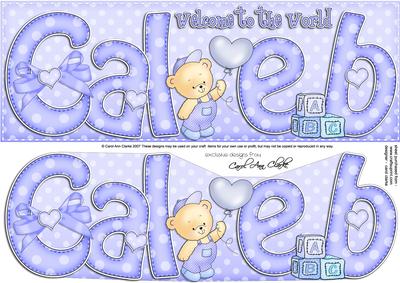 Large Dl New Baby Caleb Quick Card N 3D Decoupage
