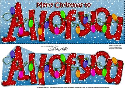 Large Dl Merry Christmas All of You Quick Card 3D Decoupage