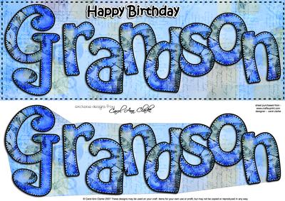Large Dl Birthday Grandson Card & 3D Decoupage