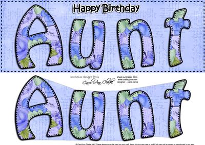 Large Dl Birthday Aunt Quick Card & 3D Decoupage