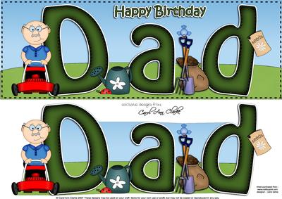 Large Dl Birthday Dad Quick Card N 3D Decoupage