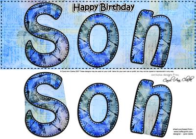 Large Dl Birthday Son Quick Card N 3D Decoupage