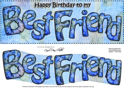 Birthday Best Friend Large Dl Quick Card 3D Decoupage