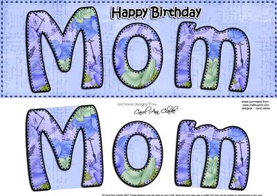 Large Dl Birthday Mom Quick Card 3D Decoupage