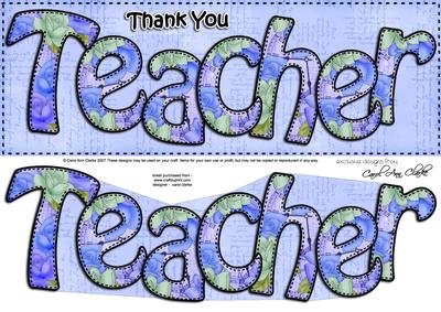 Large Dl Thank You Teacher Quick Card N 3D Decoupage