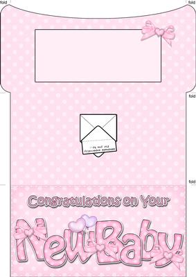 New Baby Girl Money or Gift Wallet and Card