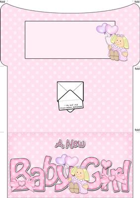 New Baby Girl Money or Gift Wallet and Card