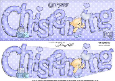 Large Dl Christening Quick Card N 3D Decoupage