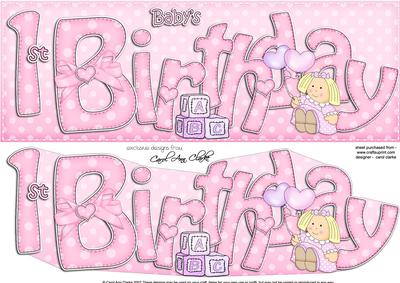 Large Dl Baby's 1st Birthday Quick Card N 3D Decoupage