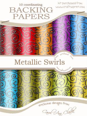 Luscious Berries 'silver Metallic Swirls' Backing Papers Kit