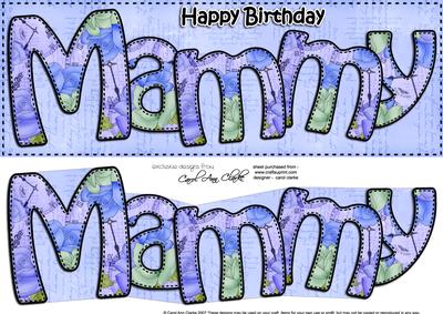 Large Dl Happy Birthday Mammy Card & 3D Decoupage