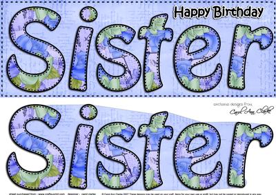 Large Dl Happy Birthday Sister Card & 3D Decoupage
