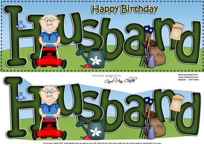 Large Dl Happy Birthday Husband Quick Card & 3D Decoupage