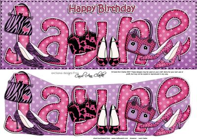 Large Dl Happy Birthday Jayne Quick Card & 3D Decoupage