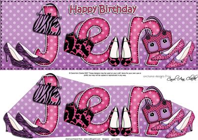 Large Dl Happy Birthday Jen Quick Card & 3D Decoupage