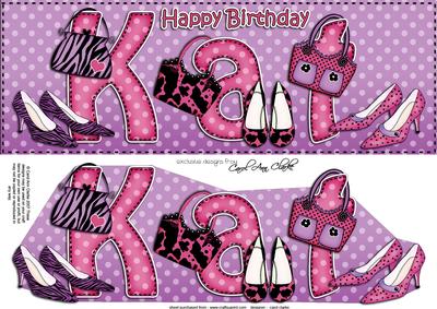 Large Dl Happy Birthday Kat Quick Card & 3D Decoupage