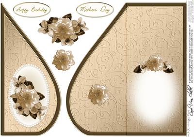 Flowers & Pearls Teardrop Card