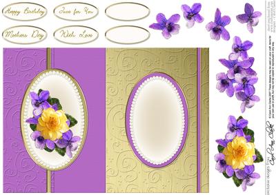 Flowers & Pearls Fold Back Card with Decoupage