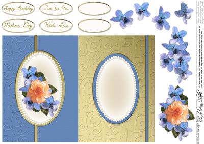 Flowers & Pearls Fold Back Card with Decoupage