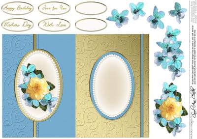 Flowers & Pearls Fold Back Card with Decoupage