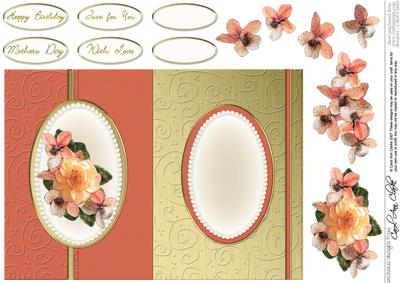 Flowers & Pearls Fold Back Card with Decoupage