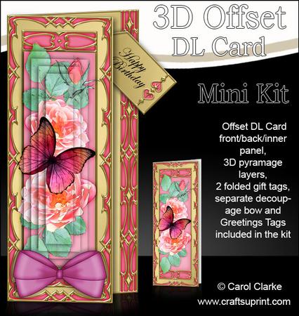 3D Offset Dl Butterfly & Roses Pyramage Mini Kit