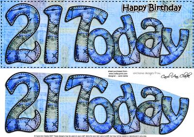 Birthday 21 Today Large Dl Quick Card 3D Decoupage