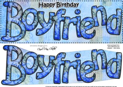 Birthday Boyfriend Large Dl Quick Card 3D Decoupage