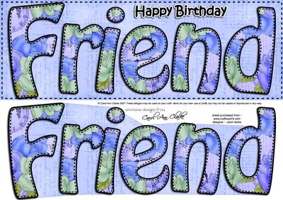 Large Dl Happy Birthday Friend Card & 3D Decoupage