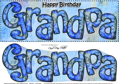Large Dl Happy Birthday Grandpa Card & 3D Decoupage