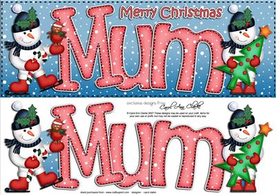 Large Dl Merry Christmas Mum Quick Card 3D Decoupage