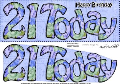 Large Dl Happy Birthday 21 Today Card & 3D Decoupage
