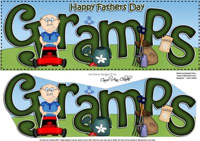Large Dl Happy Fathers Day Gramps Card & 3D Decoupage