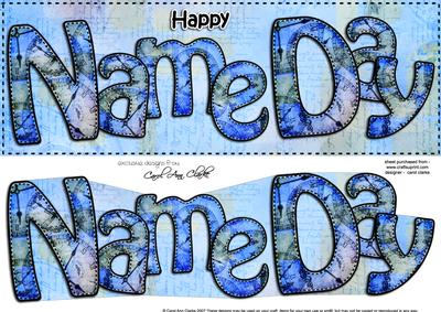 Large Dl Happy Name Day Card & 3D Decoupage