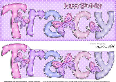 Large Dl Happy Birthday Tracy Quick Card & 3D Decoupage
