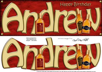 Large Dl Happy Birthday Andrew Quick Card & 3D Decoupage