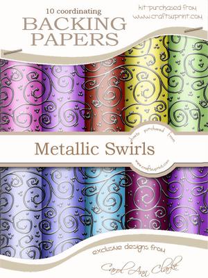 Sorbet 'silver Metallic Swirls' Backing Papers Kit