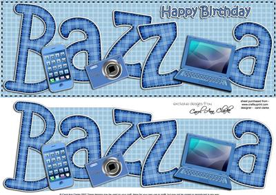 Large Dl Birthday Bazza Quick Card N 3D Decoupage