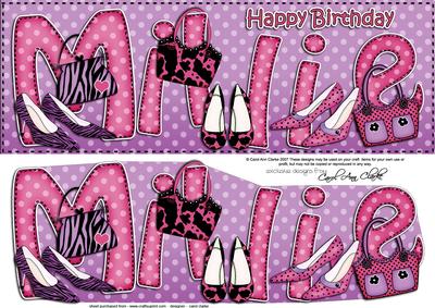 Large Dl Birthday Millie Quick Card N 3D Decoupage