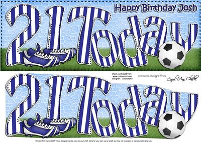 Large Dl Birthday Josh 21 Today Quick Card N 3D Decoupage