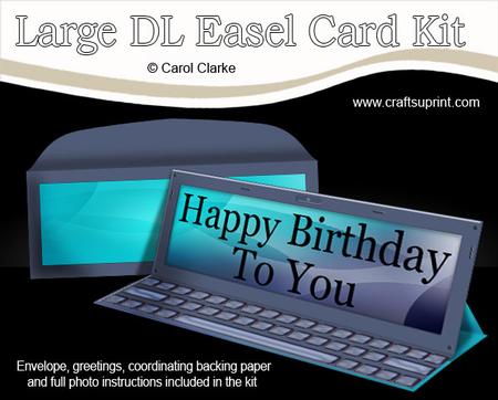 Large Dl Birthday Computer Easel Card & Envelope