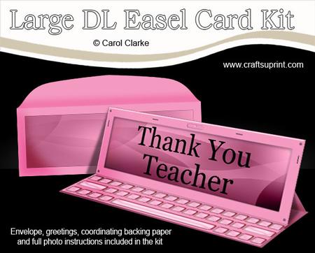 Large Dl Thank You Teacher Computer Easel Card & Envelope