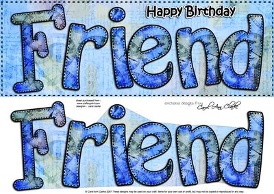 Large Dl Happy Birthday Friend Quick Card & 3D Decoupage
