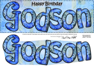 Large Dl Happy Birthday Godson Quick Card & 3D Decoupage