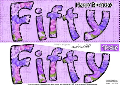Large Dl Happy Birthday Fifty Quick Card & 3D Decoupage